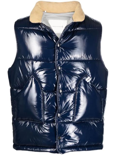 high-shine finish padded gilet