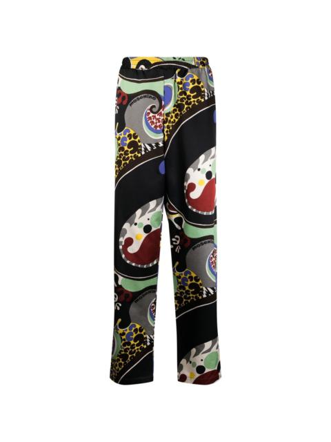 abstract-print straight-leg trousers