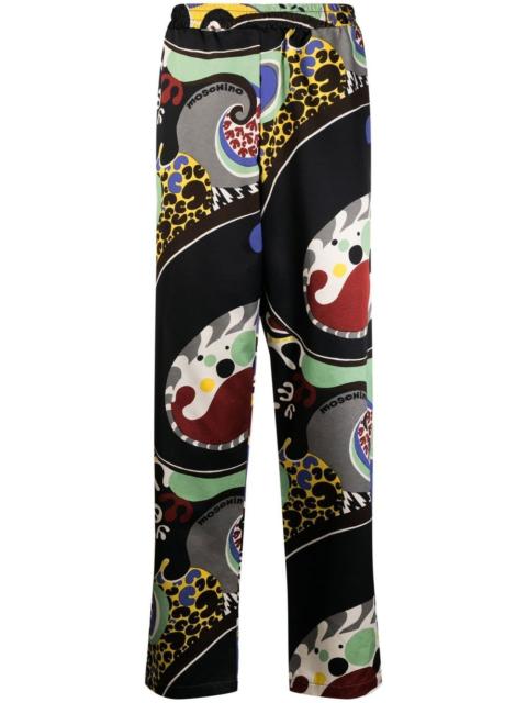 Moschino abstract-print straight-leg trousers