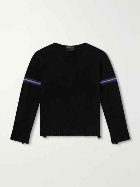Enfants Riches Déprimés Distressed Striped Cashmere Sweater