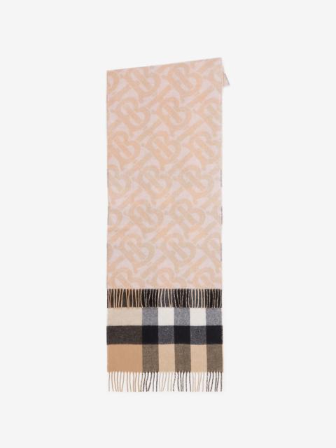 Reversible Check and Monogram Cashmere Scarf