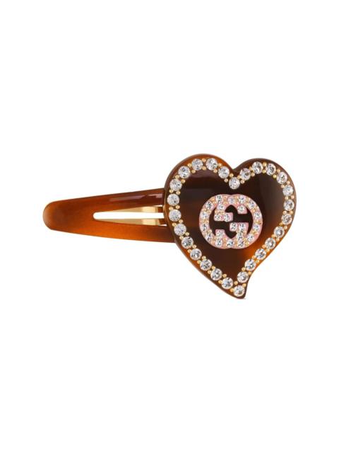 GUCCI Hair clip with GG and heart detail
