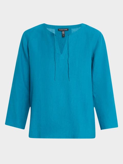 EILEEN FISHER Tie-Neck Organic Linen Top
