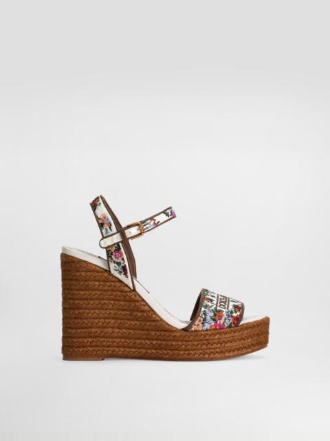 Dolce & Gabbana Nappa leather weDGe sandals with embroidery