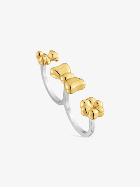 TOUS Two-tone steel Double ring with charms TOUS Charming