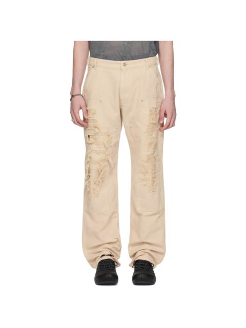 1017 ALYX 9SM Off-White Destroyed Carpenter Trousers