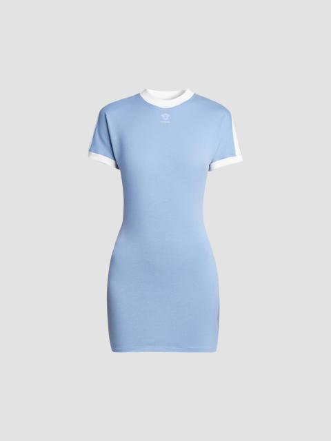 VERSACE Women's La Vacanza Medusa Logo Stretch Cotton T-Shirt Dress - Dusty Blue White