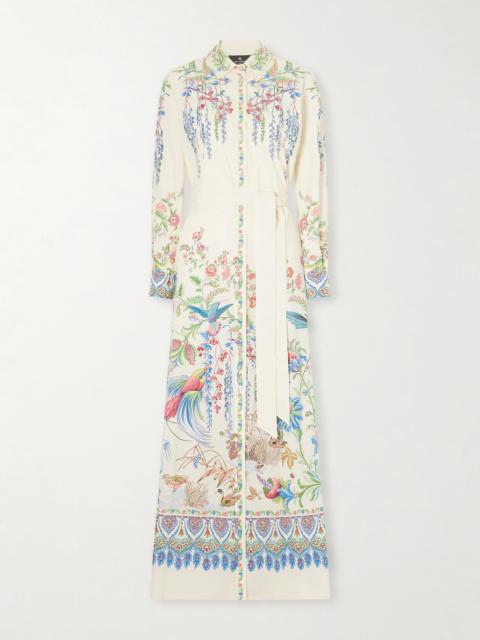Etro Belted Printed Cotton Maxi Shirt Dress