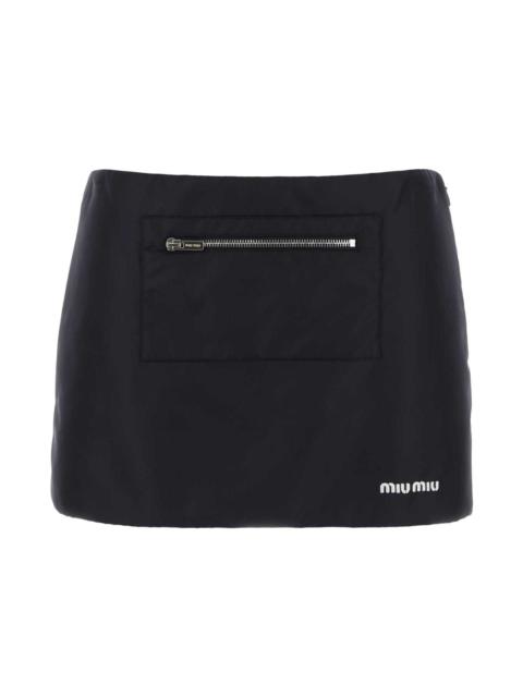 Miu Miu Navy Blue Nylon Mini Skirt