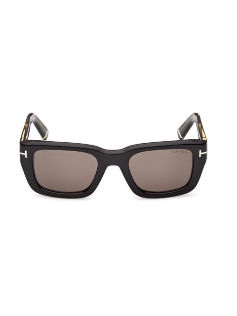 TOM FORD Men's Icon 52MM Rectangular Sunglasses - Shiny Black Smoke