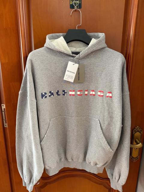 BALENCIAGA Balenciaga Grey English Logo Hooded Sweater