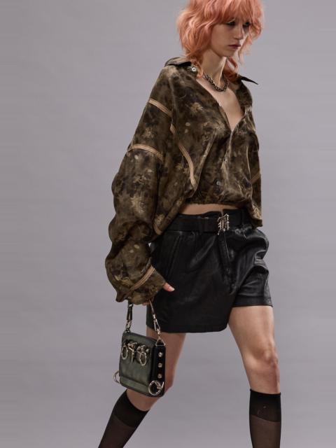 R13 TAPED CROSSOVER BUBBLE SHIRT - OLIVE FLORAL