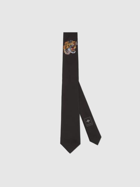 GUCCI Tiger underknot silk tie