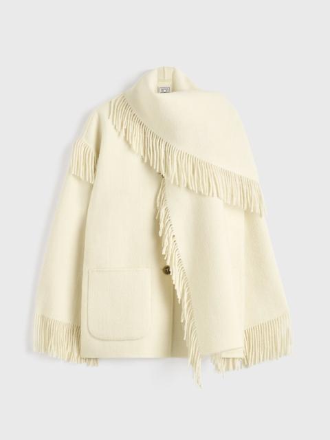 TOTEME Fringed scarf jacket winter white