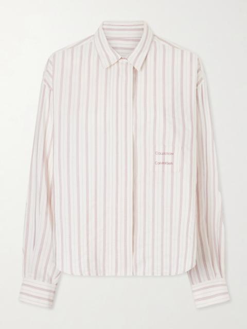 Calvin Klein Collection Amari Pinstriped Cotton And Silk-blend Shirt