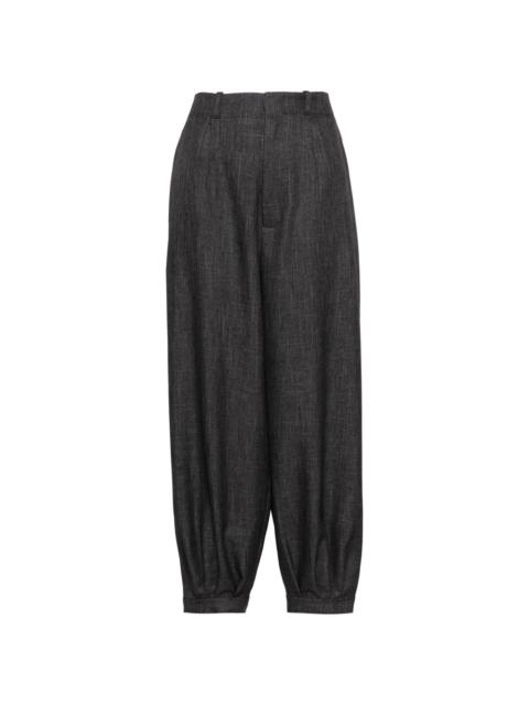 pleat-detail tapered trousers