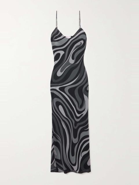 Printed silk-crepe de chine maxi dress