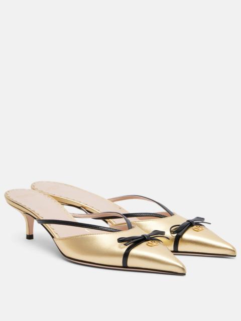 Valentino VLogo metallic leather mules
