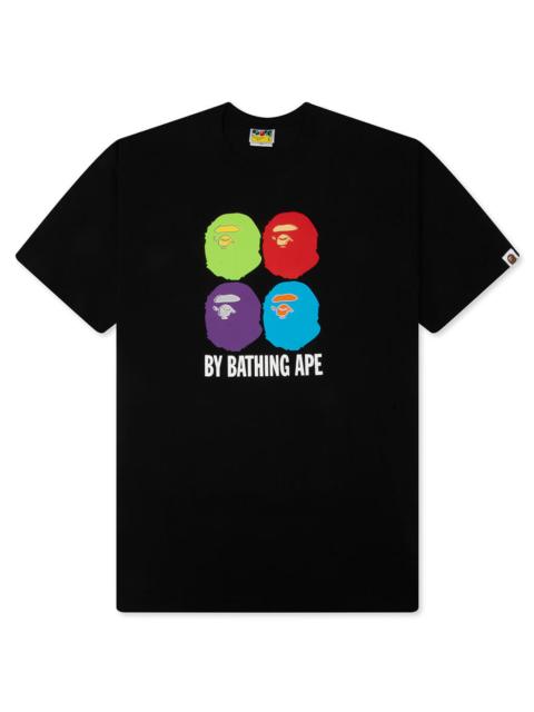 A BATHING APE® MULTI APE HEAD BY BATHING APE RELAXED FIT TEE - BLACK