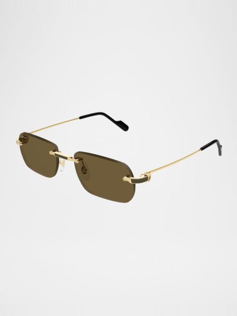 Cartier Men's CT0497SM Metal Rectangle Sunglasses