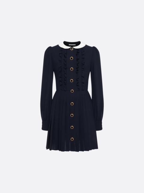 Alessandra Rich LIGHT WOOL CRÊPE MINI DRESS WITH PLEATED SKIRT