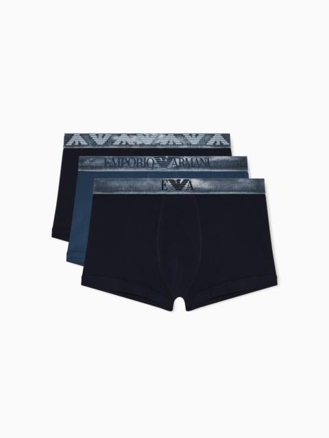 EMPORIO ARMANI THREE-PACK OF SHINY LOGOBAND ORGANIC JERSEY BOXER BRIEFS