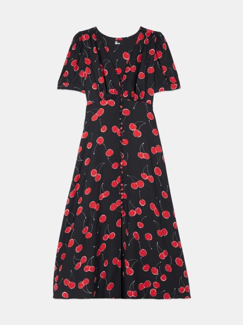 The Kooples CHERRY PRINTED LONG DRESS WITH BUTTONING
