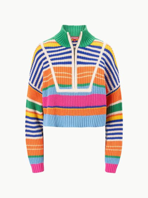 STAUD CROPPED HAMPTON SWEATER MULTI BAYADERE STRIPE