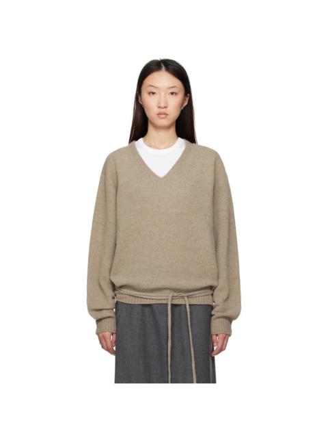 LE17SEPTEMBRE Taupe Alpaca V-Neck Sweater