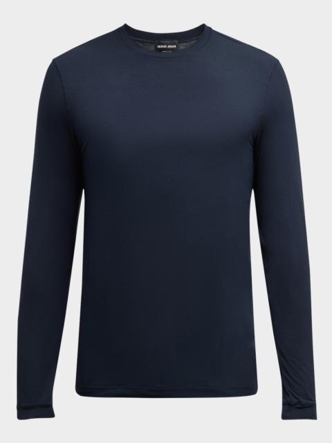 GIORGIO ARMANI Men's Cotton Long-Sleeve Crewneck T-Shirt