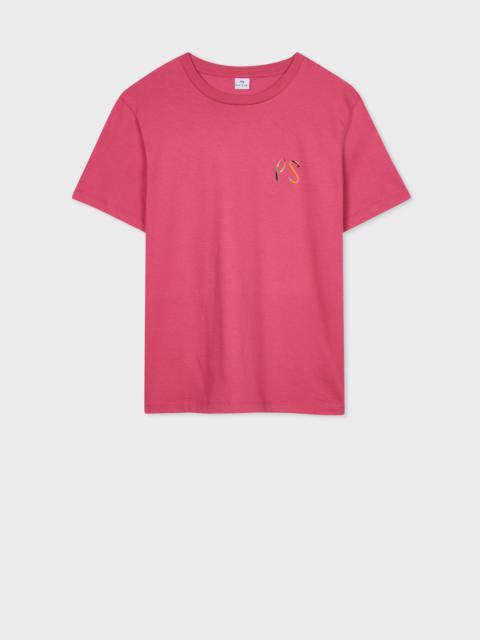 Paul Smith Women's Dark Pink 'Swirl' PS Logo T-Shirt