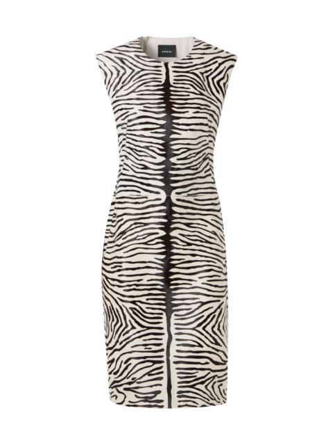 AKRIS Women's Zebra-Print Leather Sheath Dress - Ecru Black