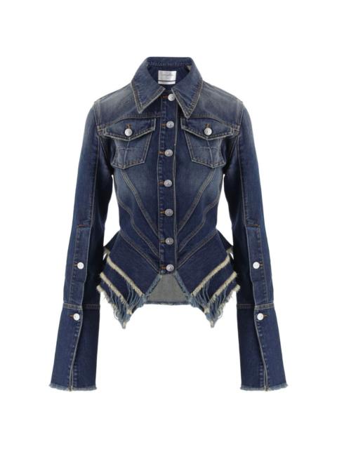 Matières Fécales fringed peplum denim jacket