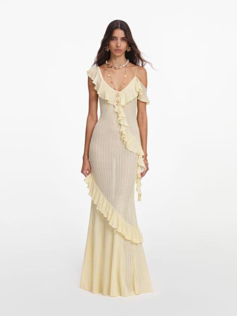 self-portrait Yellow Ruffle Knit Maxi Dress