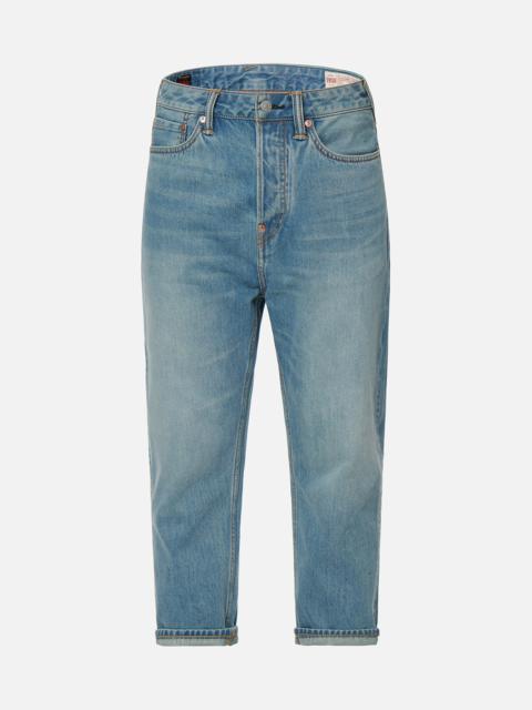 EVISU FORTUNE CAT AND DARUMA DAICOCK PRINT CROPPED FIT JEANS #2027