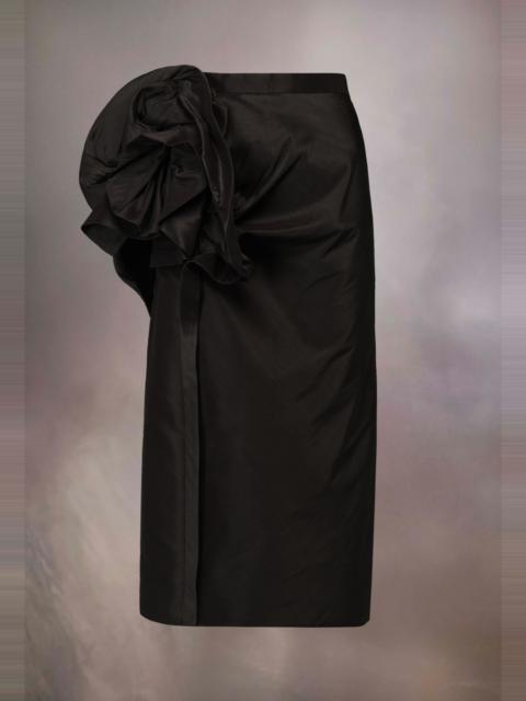 Silk poly moiré ruffle skirt