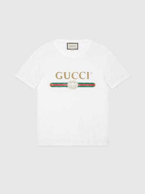 GUCCI Oversize washed T-shirt with Gucci logo