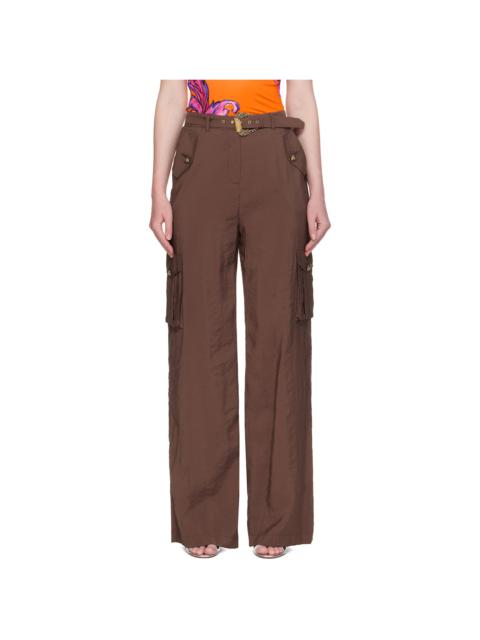 VERSACE JEANS COUTURE Brown Baroque Buckle Cargo Pants