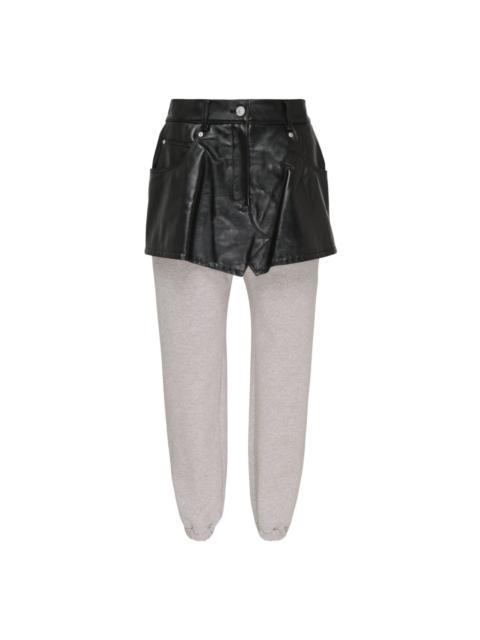 pushBUTTON Leather Skirt Layered Sweatpants