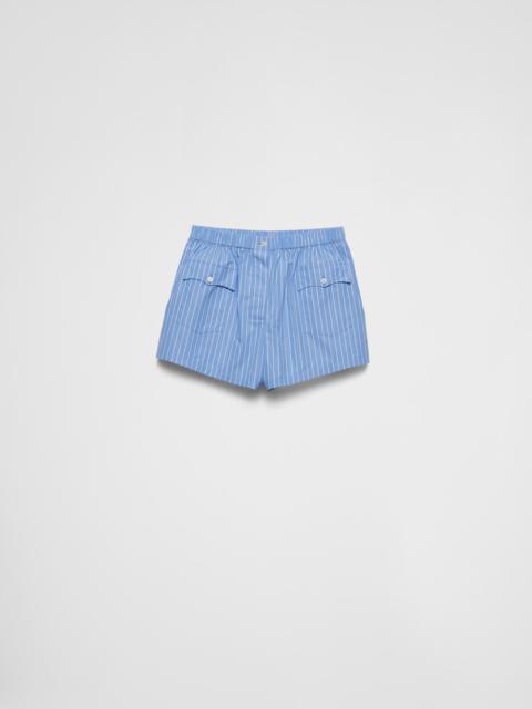 Striped poplin shorts