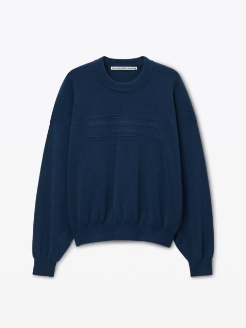 Alexander Wang Logo Embossed Ribbed Pullover in Soft Chenille