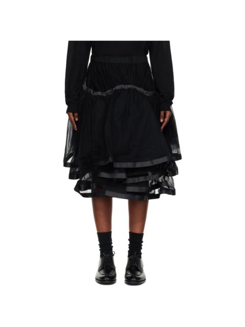 Noir Kei Ninomiya Black Volume Tulle Pleats Midi Skirt