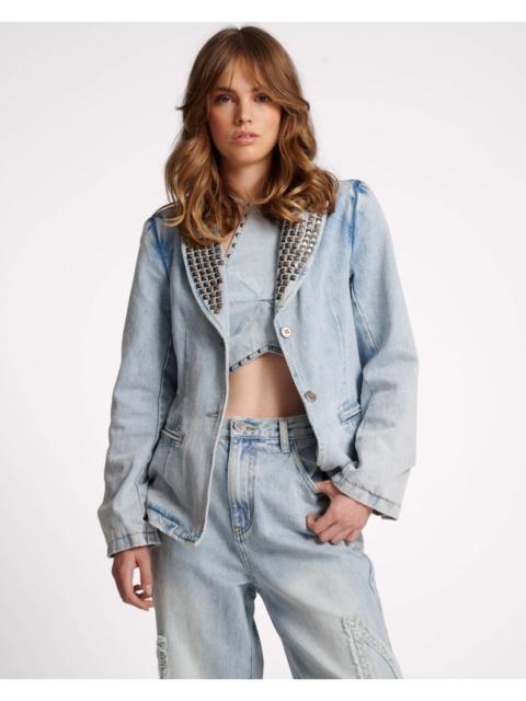 ONE TEASPOON Studded Denim Blazer - Diamonde