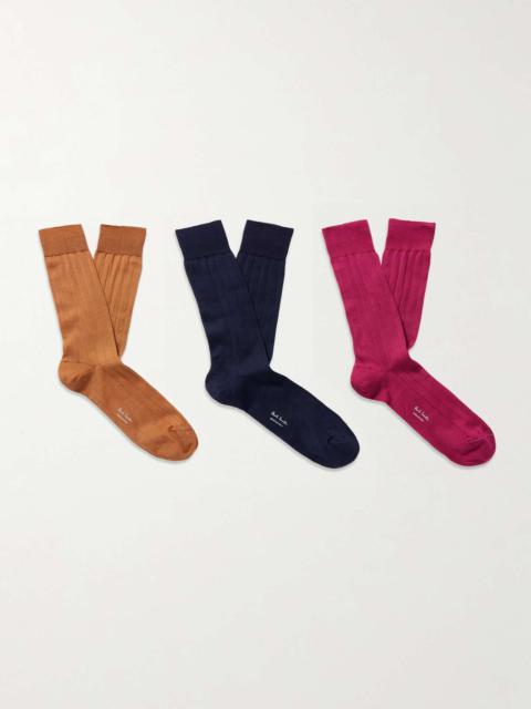 Paul Smith Three-Pack Ribbed Cotton-Blend Socks