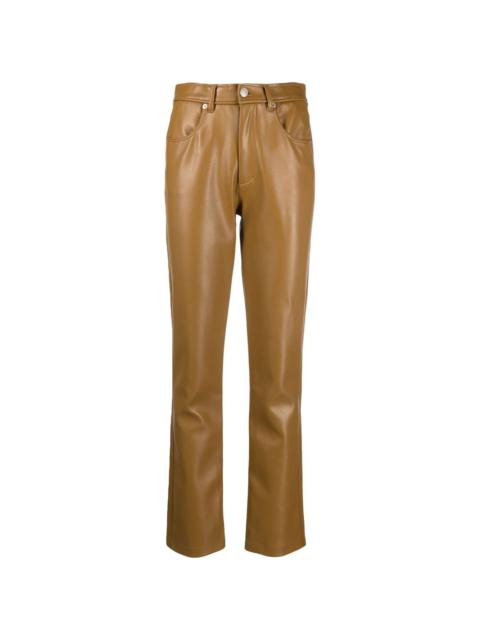 leather-effect straight-leg trousers