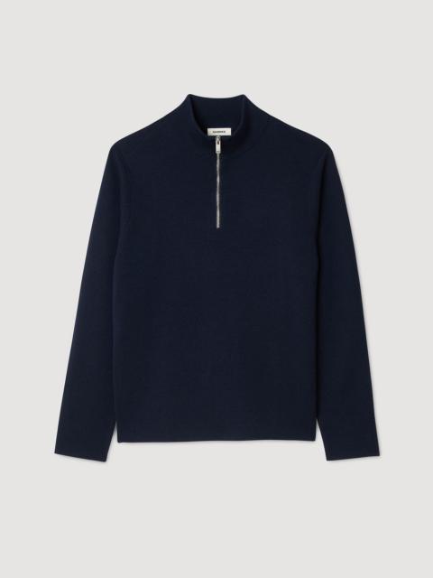 Sandro WOOL SWEATER WITH ZIPPED COLLAR