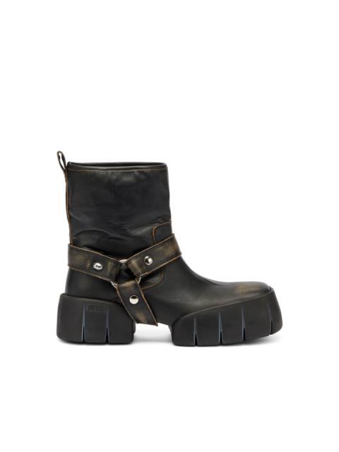 Diesel D-TEX - BIKER BOOTS IN DISTRESSED LEATHER