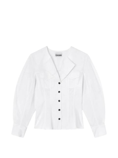 GANNI Ganni V-neck Puff-sleeve Shirt