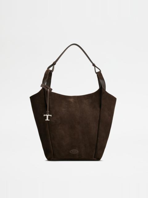 Tod's BUCKET BAG IN SUEDE MEDIUM - BROWN