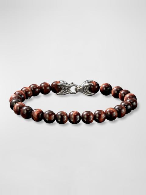 DAVID YURMAN Men's Spiritual Beads Bracelet with Tiger's Eye and Silver, 8mm, Size L